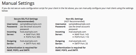 Email Manual Settings